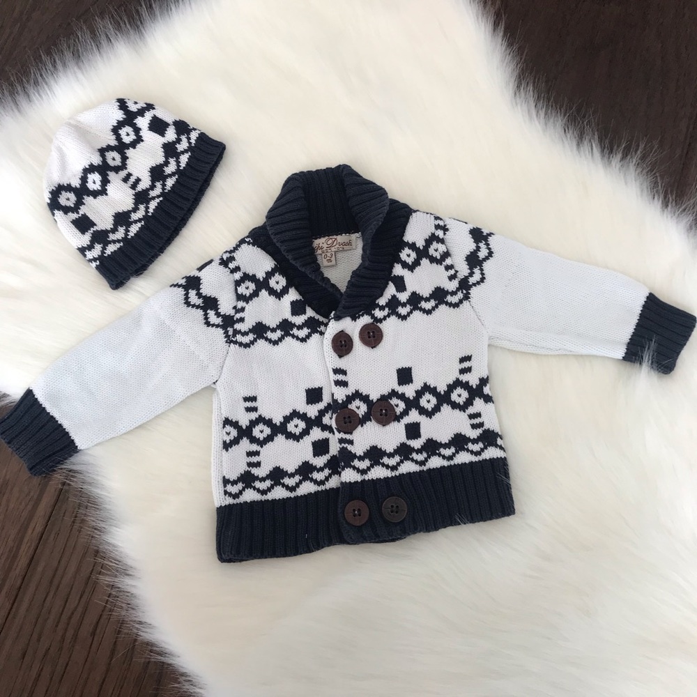 Cardigan and matching hat 0-3 mon
